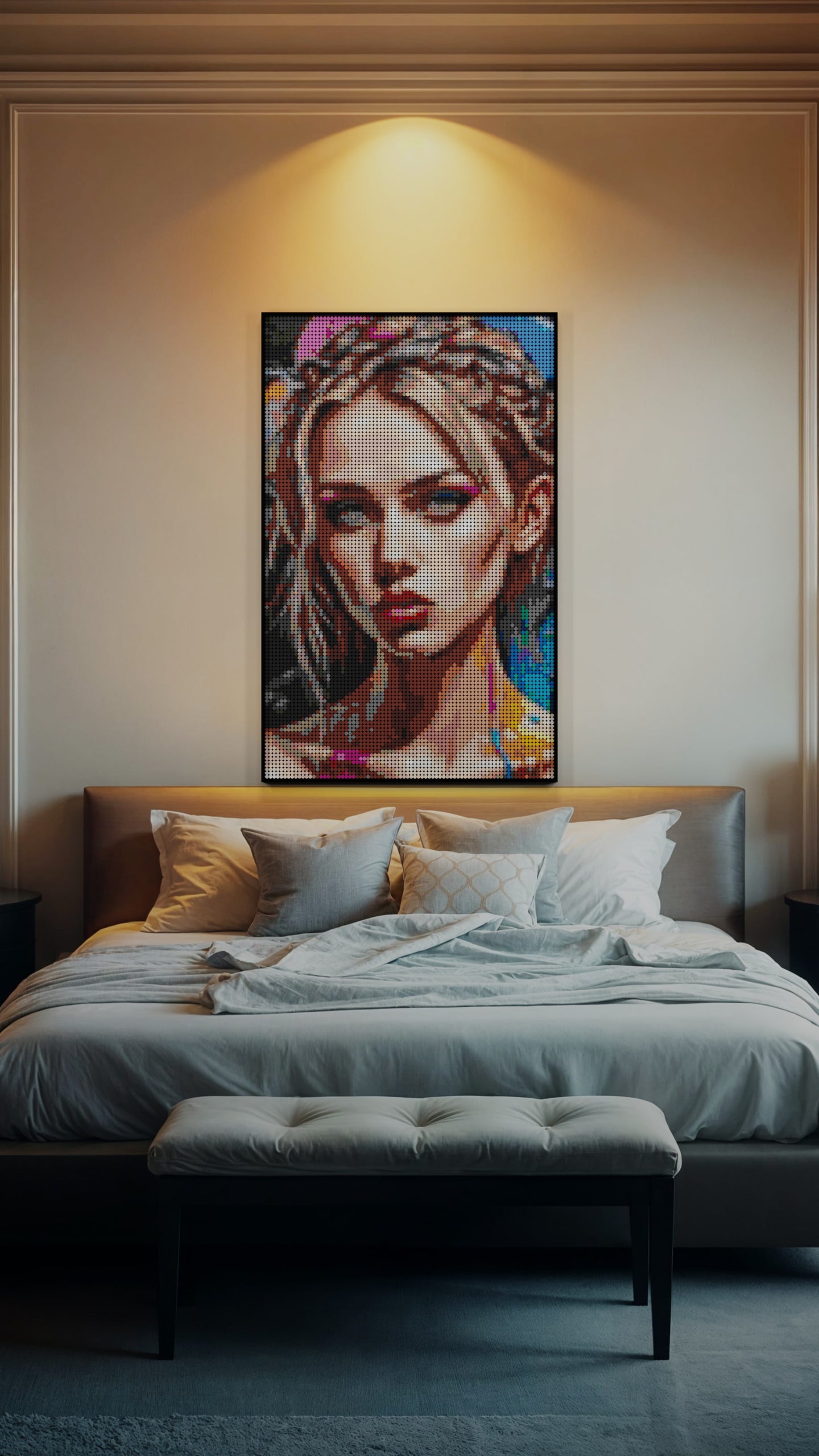 Canvas Muse LEGO® Style mosaic wall art made from colorful plastic bricks